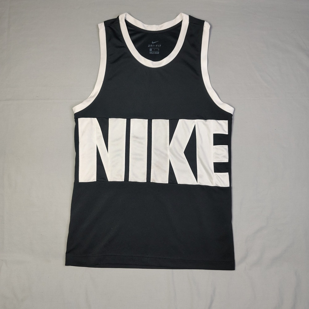 Nike Dri-FIT Basketball Tank Top Black White Block Logo‎ DA1041-010 Mens Small
